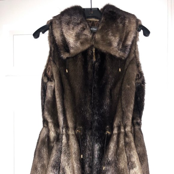 Ellen Tracy Faux Fur Vest, Brown, XS - Picture 2 of 10